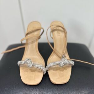 SCHUTZ Beige and Silver Knotted Heels